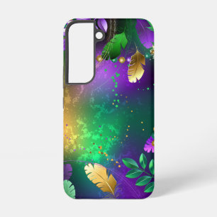 Iridescent mardi gras background with beads samsung galaxy s22 case