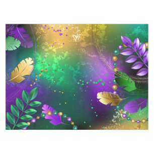 Iridescent mardi gras background with beads tablecloth