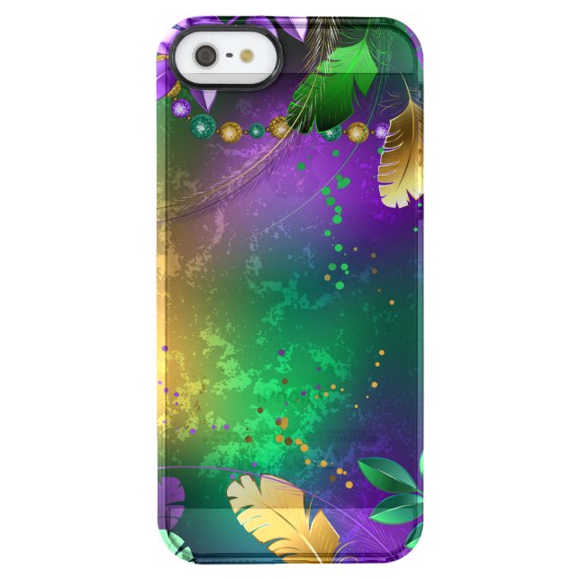 Iridescent mardi gras background with beads uncommon iPhone case (Back)