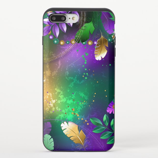 Iridescent mardi gras background with beads uncommon iPhone case (Back)