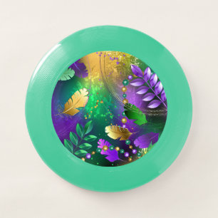 Iridescent mardi gras background with beads Wham-O frisbee