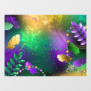 Iridescent mardi gras background with beads window cling