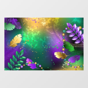 Iridescent mardi gras background with beads window cling