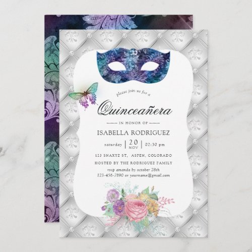 Iridescent Masquerade Quinceaera Invitation