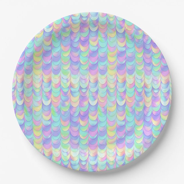 Iridescent Mermaid Scale Paper Plates (Front)