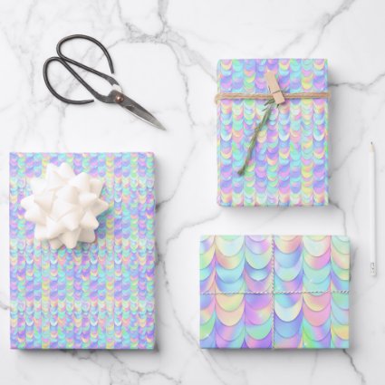 Iridescent Mermaid Scale Wrapping Paper Sheets