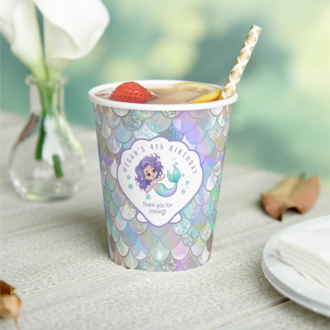 Iridescent Mermaid Scales Clam Shell V1 ID1144 Paper Cups (Insitu)