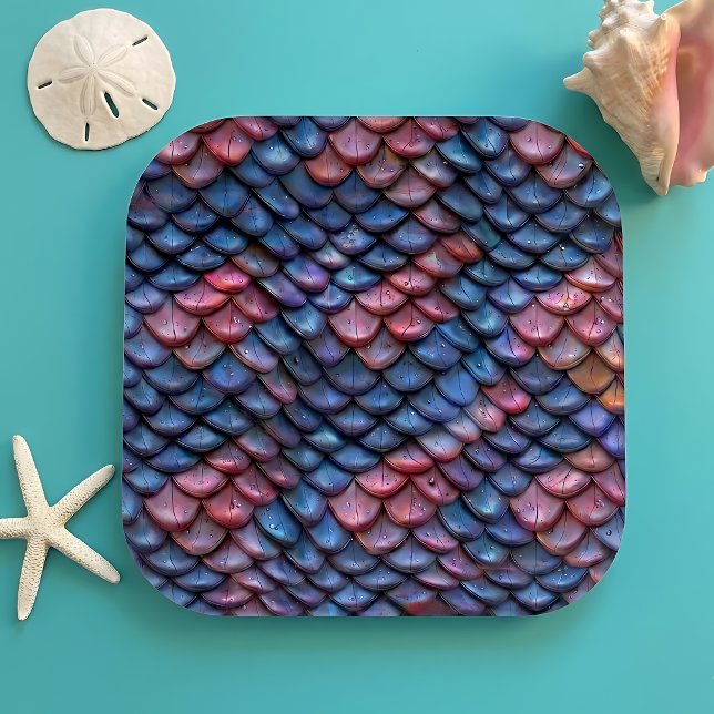 Iridescent Mermaid Scales Party Paper Plates (Creator Uploaded)