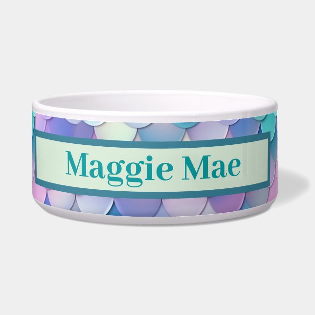 Iridescent Mermaid Scales Personalized Bowl (Front)