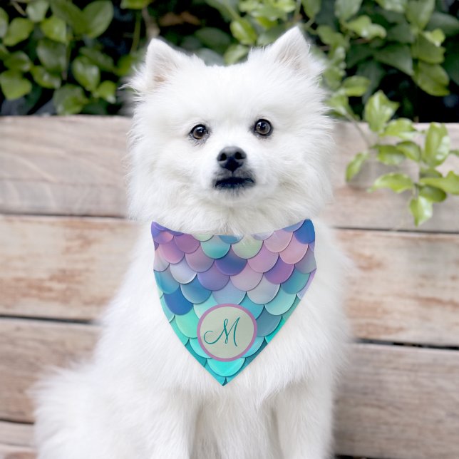 Iridescent Mermaid Scales Personalized Pet Bandana Collar (Dog)