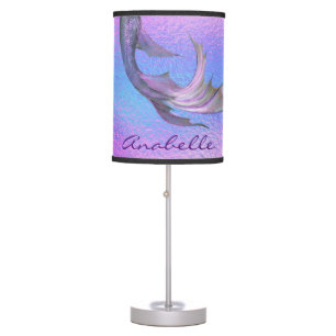 Iridescent Mermaid Tail Pretty Personalized Purple Table Lamp