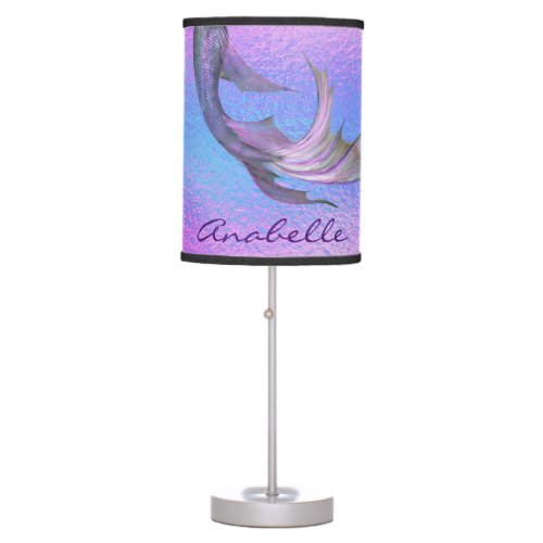Iridescent Mermaid Tail Pretty Personalized Purple Table Lamp