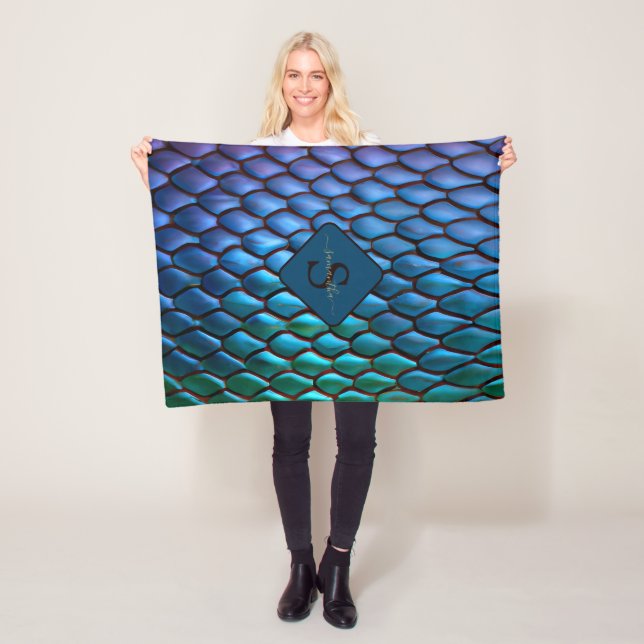 Iridescent Mermaid Tails Dragon Scales Fantasy Fleece Blanket (In Situ)