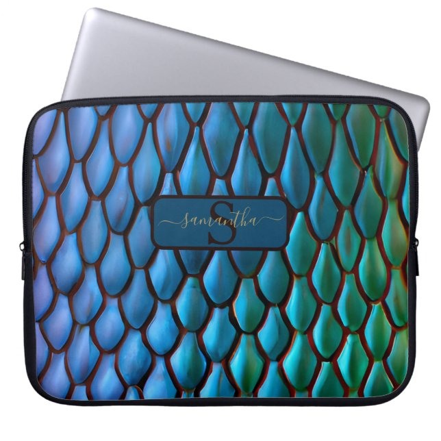 Iridescent Mermaid Tails Dragon Scales Fantasy Laptop Sleeve (Front)