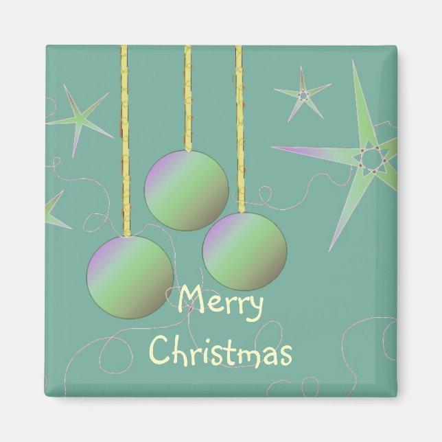 Iridescent Merry Christmas Design Magnet (Front)