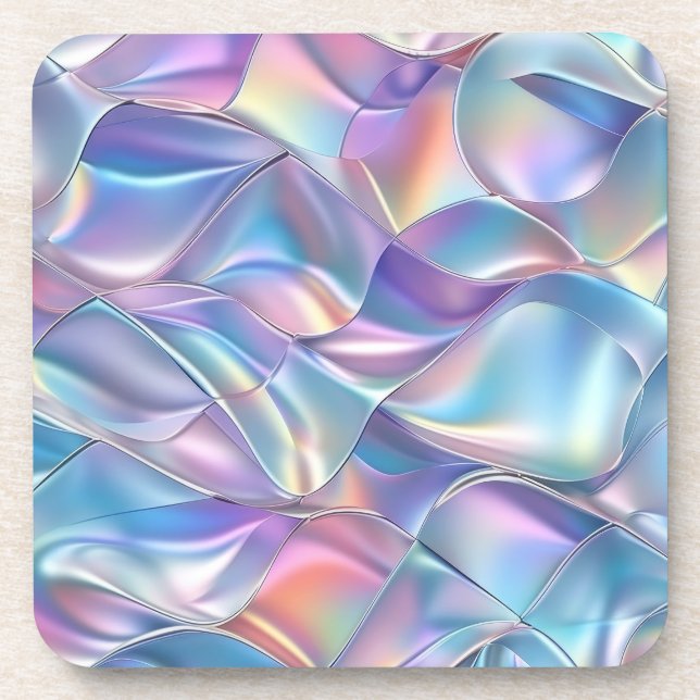 Iridescent Metallic 6 Geometric Beverage Coaster (Front)