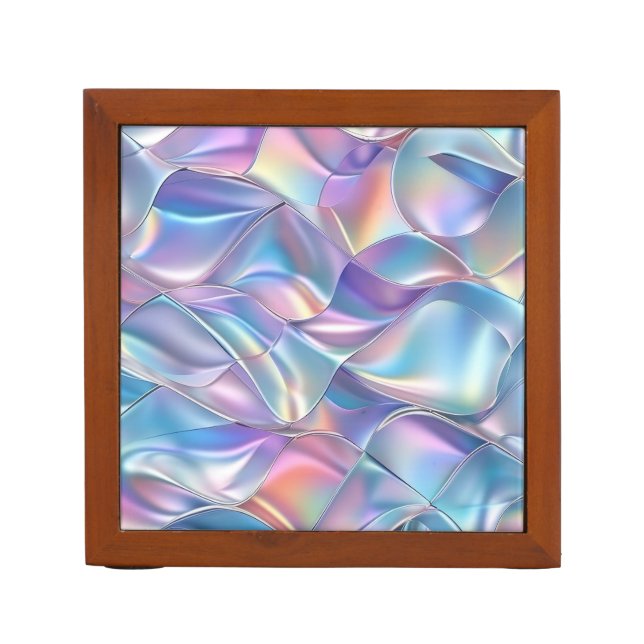 Iridescent Metallic 6 Geometric Desk Organizer (Front)