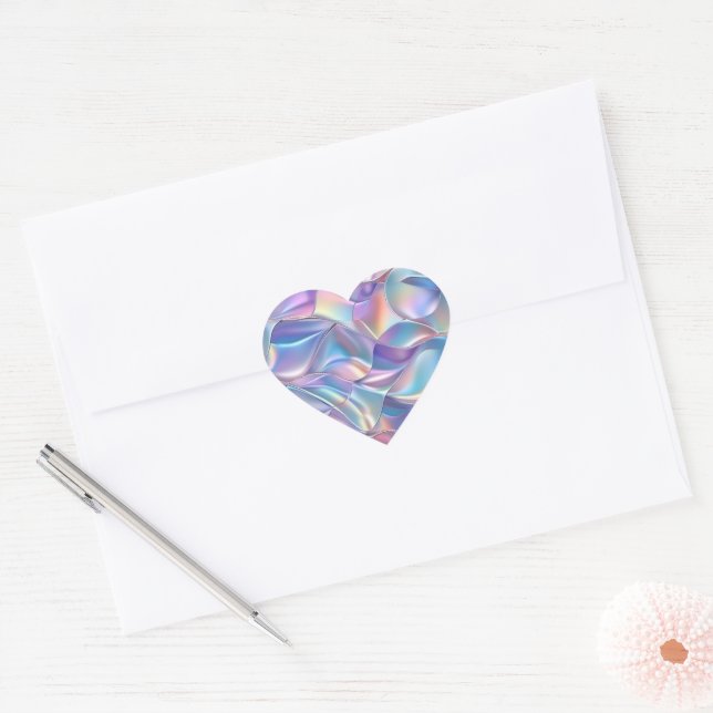 Iridescent Metallic 6 Geometric Heart Sticker (Envelope)