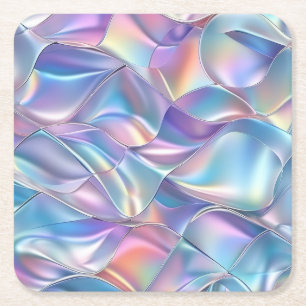 Iridescent Metallic 6 Geometric Square Paper Coaster