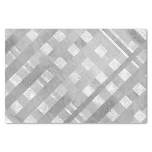 Iridescent Metallic Grunge Plaid Pattern Silver Tissue Paper