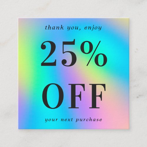 Iridescent Modern Bold Typography Small Business Discount Card
