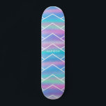 Iridescent Modern Girly Pink Blue Personalized Ska Skateboard<br><div class="desc">Iridescent Modern Girly Pink Blue Personalized features a modern colorful iridescent background in pink,  purple and blue with your personalized name. Personalize by editing the text in the text box provided. Designed by ©Evco Studio www.zazzle.com/store/evcostudio</div>