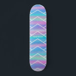Iridescent Modern Girly Pink Blue Personalized Ska Skateboard<br><div class="desc">Iridescent Modern Girly Pink Blue Personalized features a modern colorful iridescent background in pink,  purple and blue with your personalized name. Personalize by editing the text in the text box provided. Designed by ©Evco Studio www.zazzle.com/store/evcostudio</div>