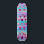 Iridescent Modern Girly Pink Purple Flowers Name Skateboard<br><div class="desc">Iridescent Modern Girly Pink Purple Flowers Name features a modern colorful iridescent background with pink and purple flowers with your personalized name. Personalize by editing the text in the text box provided. Designed by ©Evco Studio www.zazzle.com/store/evcostudio</div>