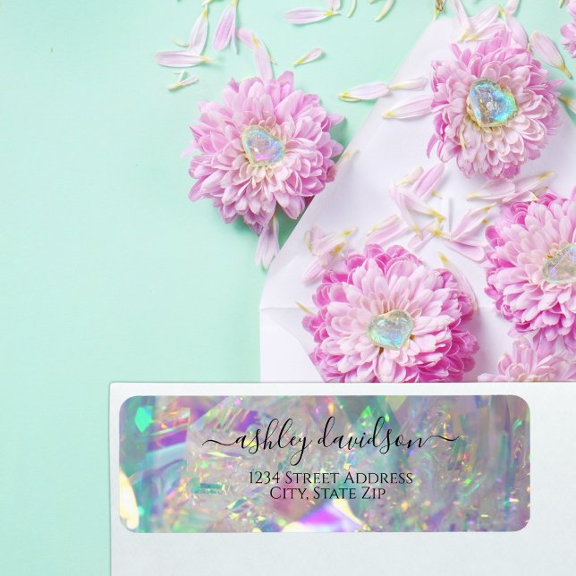 Iridescent Modern Glam Return Address label (Creator Uploaded)
