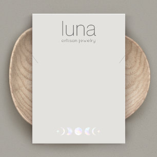 Iridescent Moon Phase Necklace Display Holder Business Card