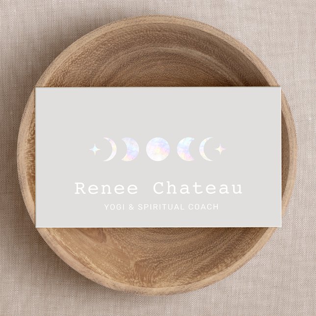 Iridescent Moon Phase Yoga Spiritual Business Card (Creator Uploaded)