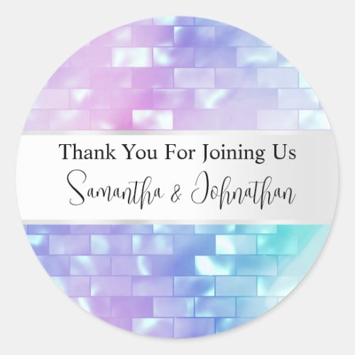  Iridescent mother of pearl disco ball thank you Classic Round Sticker