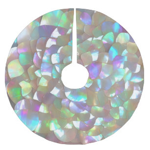 Iridescent Mother of Pearl Mermaid Brushed Polyester Tree Skirt