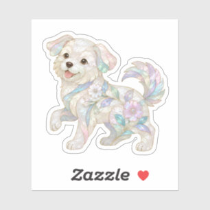 Iridescent Mother of Pearl Puppy Dog Art Sticker