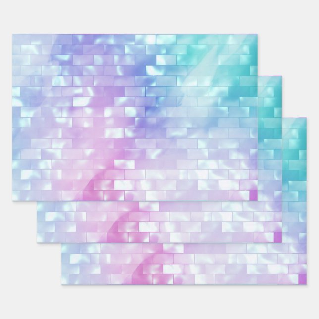 Iridescent mother of pearl shimmer sparkle girly wrapping paper sheets (Set)