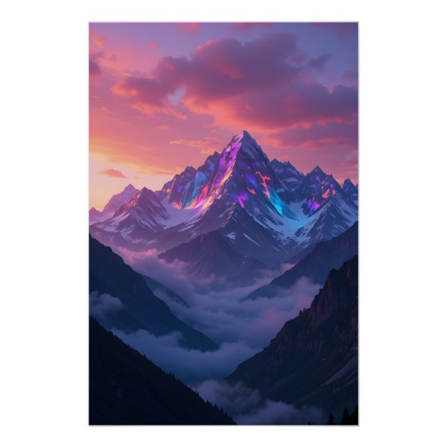 Iridescent Mountain Sunset Poster (Front)