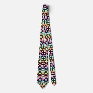 Iridescent Multicolor Playing Card Symbols Pattern Neck Tie