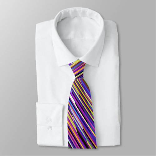 Iridescent Multicolored Stripes Neck Tie