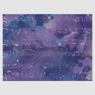Iridescent Musical Notes on Purple Decoupage Tissue Paper