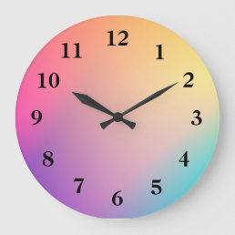 Iridescent Neon Hot Pink Photography Rainbow Cool  Large Clock