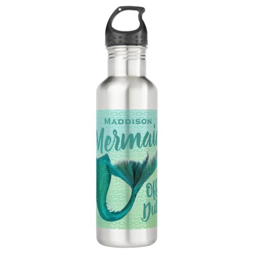 Iridescent Off Duty Mermaid Tail Personalised Stainless Steel Water Bottle