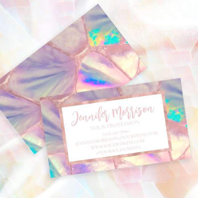 Iridescent Opal Crystal Stone Modern Luxury Business Card (Creator Uploaded)