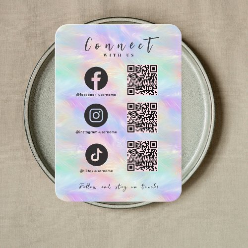 Iridescent Opal Facebook Instagram Tiktok QR Code Business Card