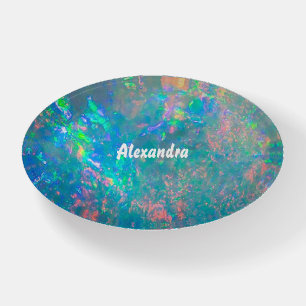 Iridescent Opal   Personalized Glass Paperweight