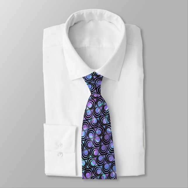 Iridescent Opalescent Spiral Pattern - Custom Tie (Tied)