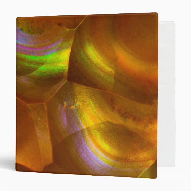 Iridescent orange fire opal 3 ring binder (Front/Inside)