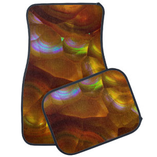 Iridescent orange fire opal car mat