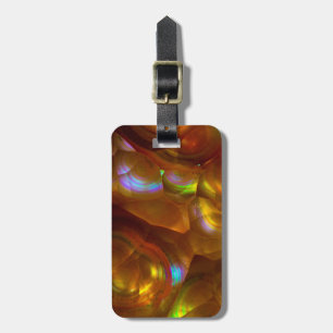 Iridescent orange fire opal luggage tag