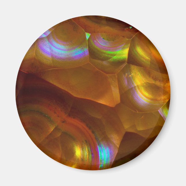Iridescent orange fire opal magnet (Front)