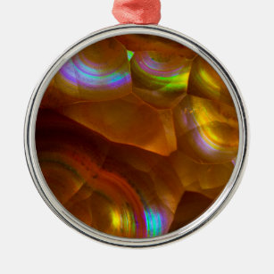 Iridescent orange fire opal metal ornament